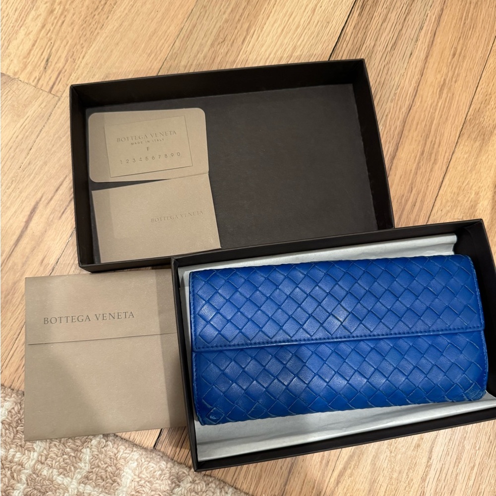 Bottega Veneta Royal Blue Intrecciato Wallet